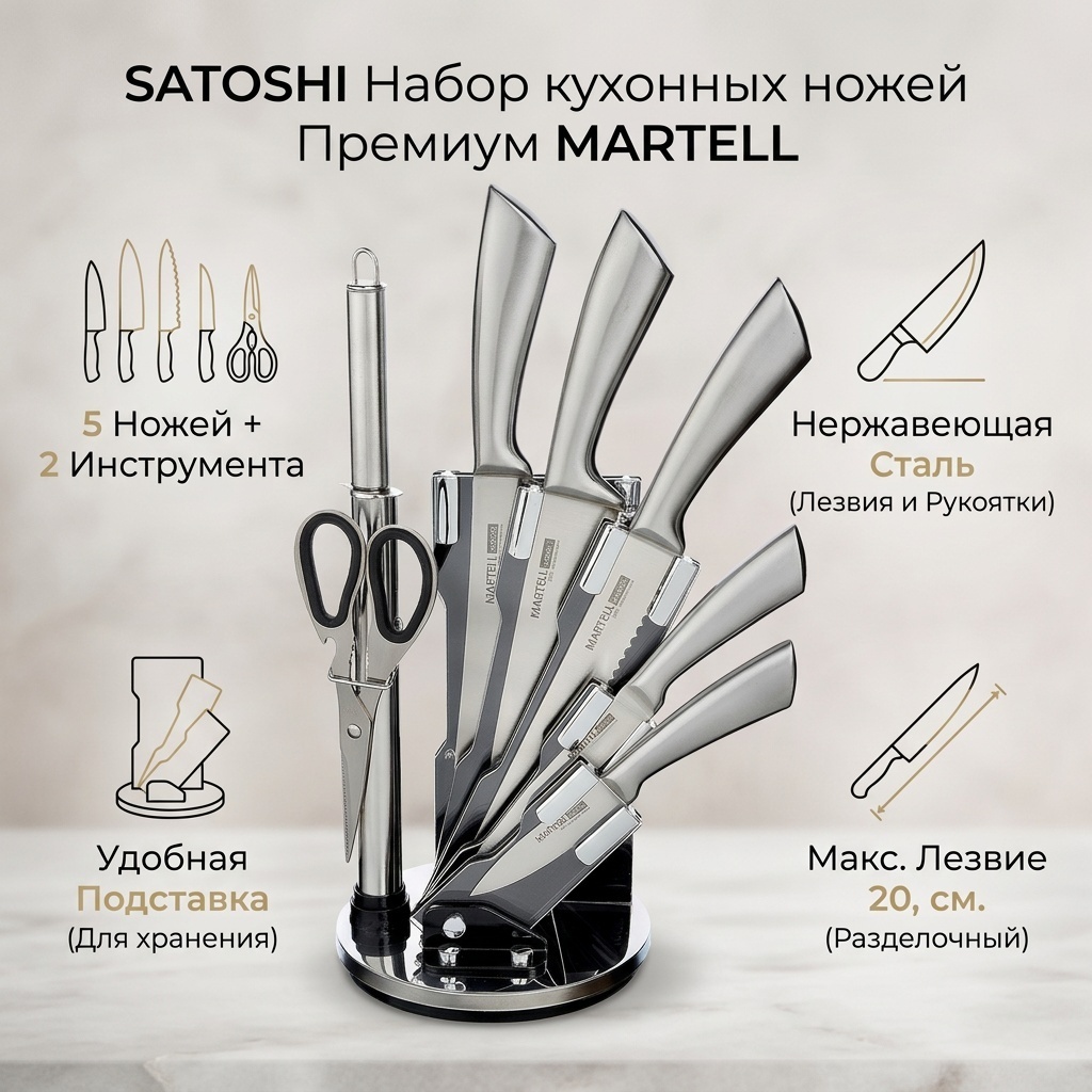 Нож универсальный SATOSHI, лезвие: нержавеющая сталь 5 шт
