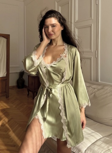 Кружевной халат Rusha Grusha фисташковый