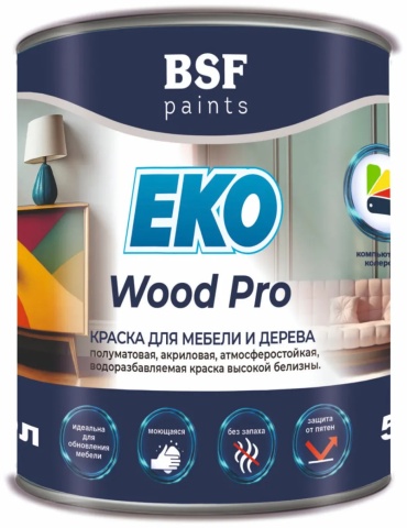 BSF Paints акриловая EKO Wood Pro 0.9 л, бесцветный/прозрачный цвет