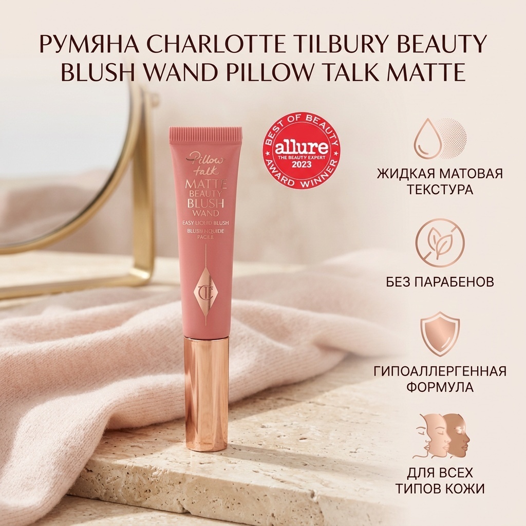 Charlotte Tilbury Beauty Blush Wand румяна Pillow talk matte