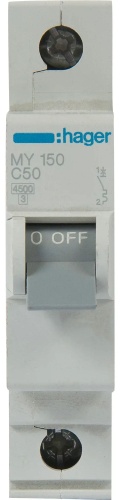 Hager автоматический выключатель 1P 50 A, 4.5 кА, 220/380 В