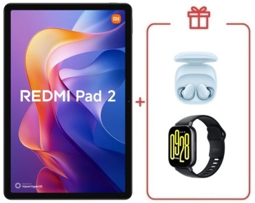 Xiaomi Pad 2 4G + смарт-часы Redmi Watch 5 Active черный + наушники Xiaomi Redmi Buds 6 Play голубой 11 дюйм 4 Гб/128 Гб зеленый