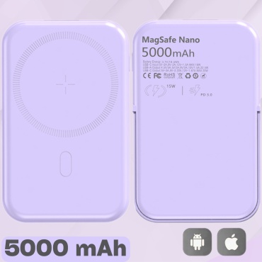 Внешний аккумулятор ESTELLAX MagSafe Nano 5000 мАч 20 Вт фиолетовый