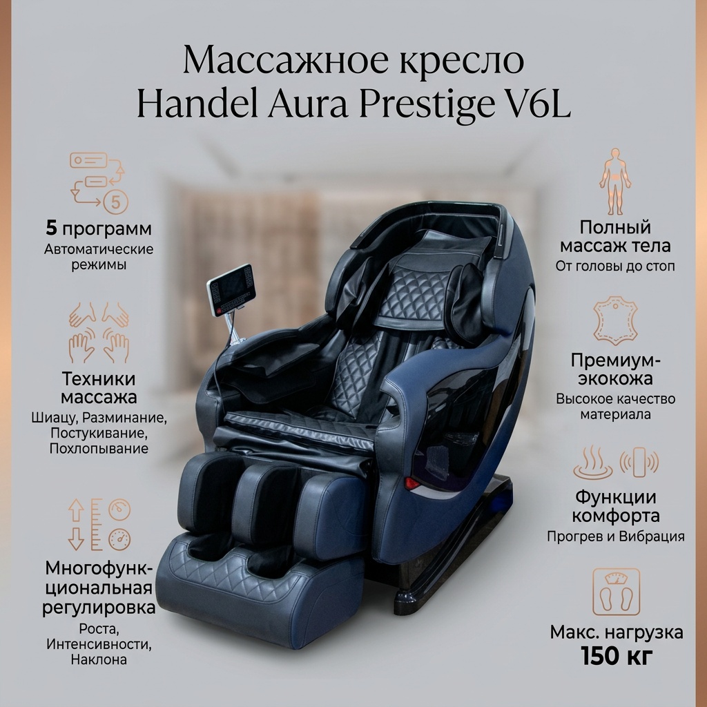 Массажное кресло IVI Handel Aura Prestige V6L до 150 кг 5 программ