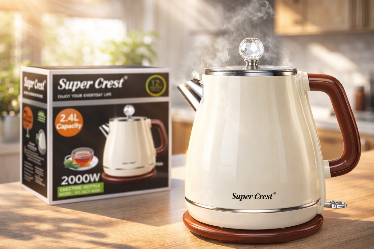 Электрочайник Super Crest SCT-4025 коричневый, бежевый