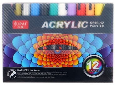 Маркер JUPAI Acrylic 5510-12, 12 шт, 4 мм, мультиколор