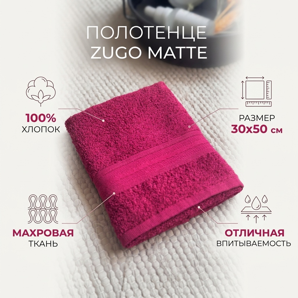 Полотенце Zugo 50x30 см, хлопок, 1 шт,