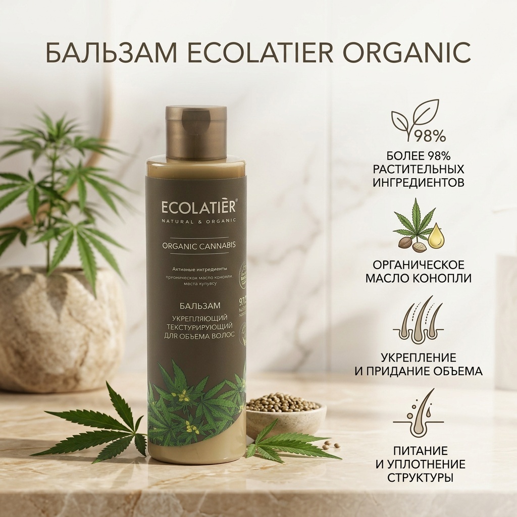 Ecolatier ORGANIC укрепляющий текстурирующий для объема волос 250 мл