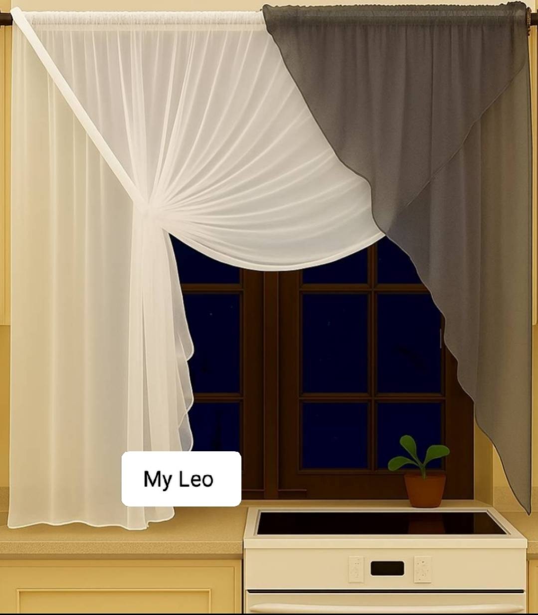 Занавеска My Leo 270x170 см 1 шт, капрон, серый
