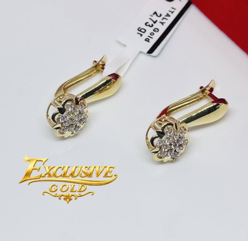 Серьги Exclusive Gold Aij878 вес 2.73 г золото, цирконий
