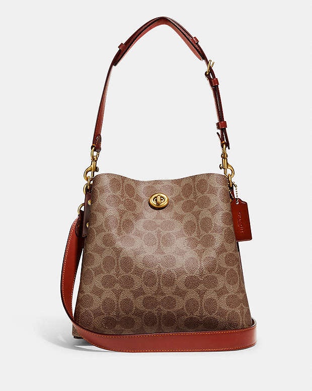 Сумка ведро Coach канвас коричневый