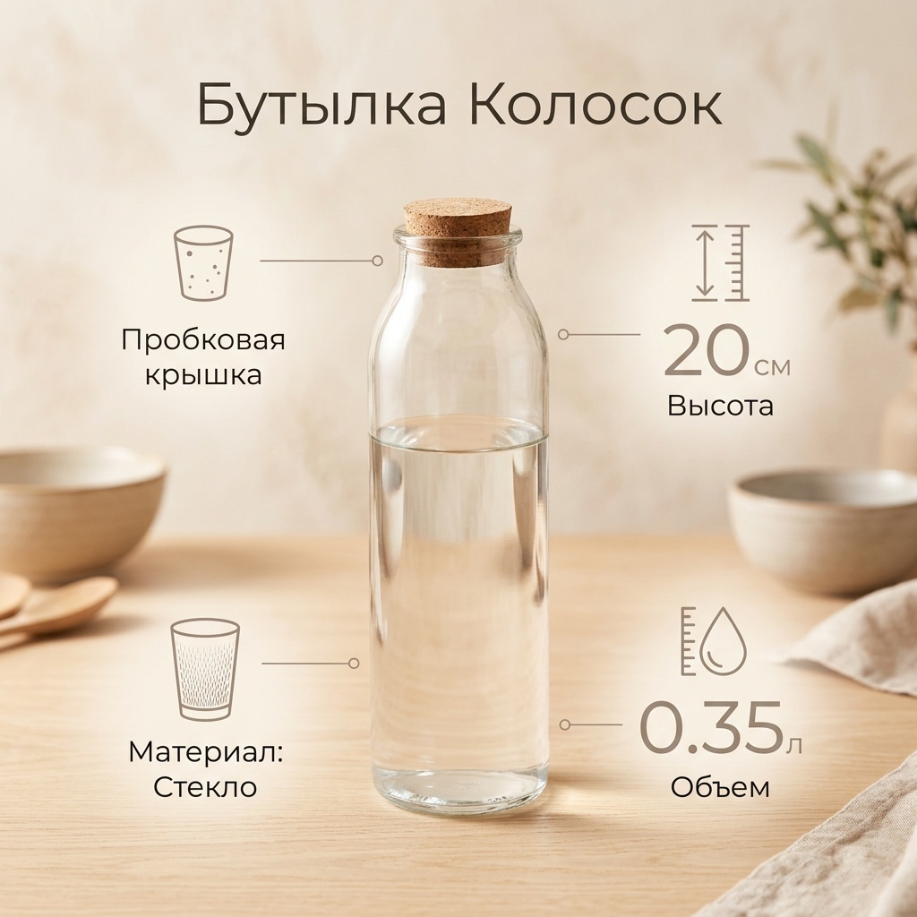 Бутылка Колосок, стекло