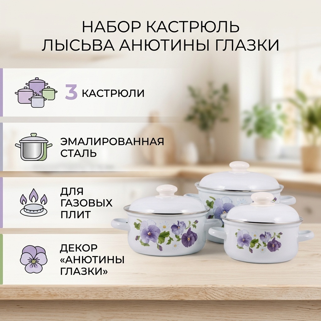 Набор кастрюль Лысьва 3 в 1