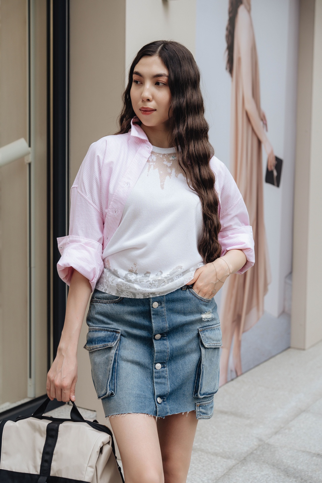 Джинсовая юбка PEOPLE OF SHIBUYA синий