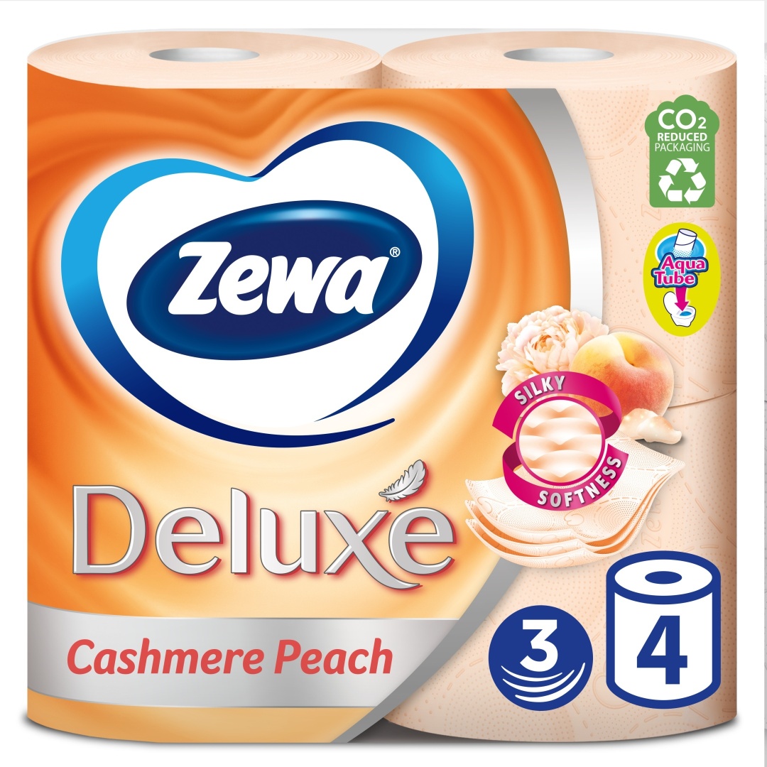 Zewa Cashmere Peach туалетная бумага 3-слойный 4 шт, первичная целлюлоза