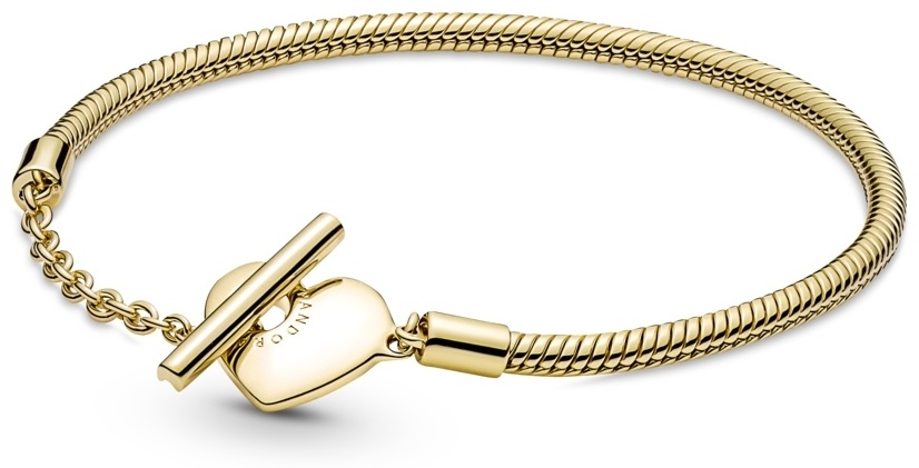 PANDORA «Сердце» с Т-застежкой 569285C00-17 длина 17 см, вес 10.01 г сплав покрытый золотом 14К, плетение снейк