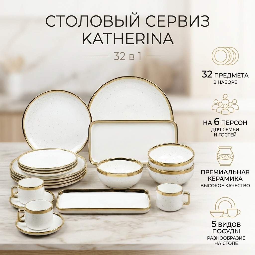 Сервиз на 6 персон JUMBO , предметов: 32, столовый, керамика