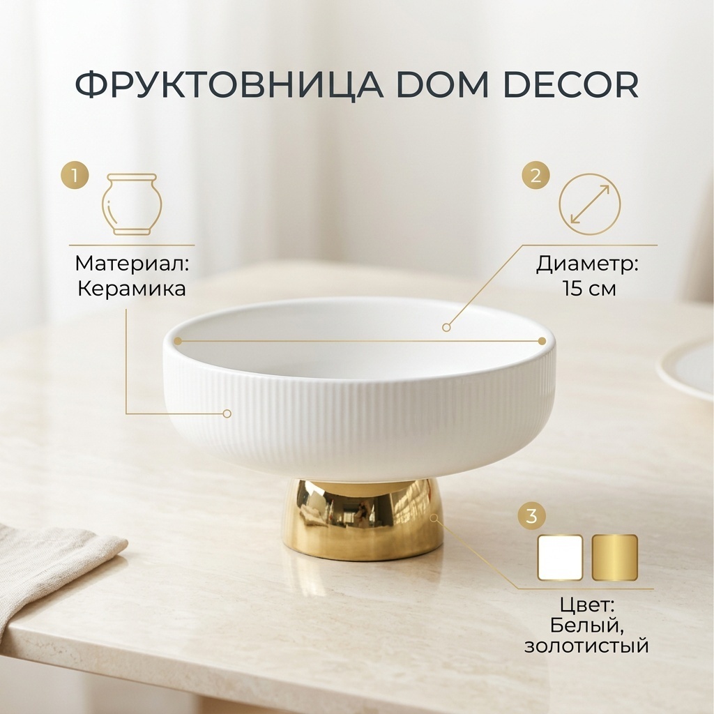 Dom Decor фруктовница 2000001382712 круглая 1 шт