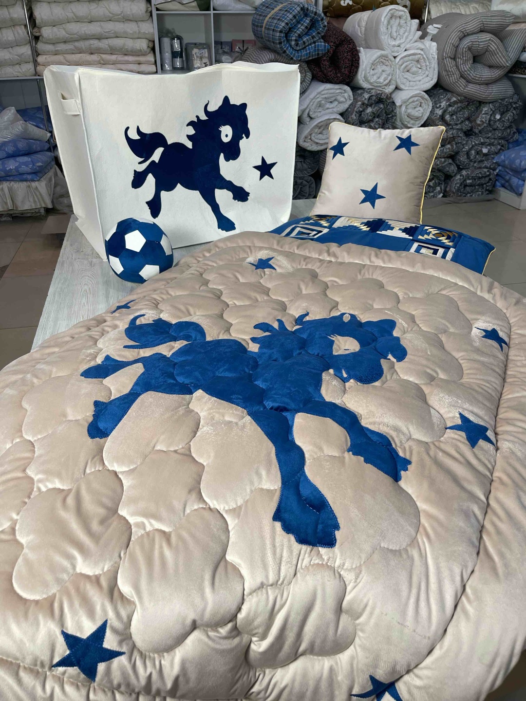 Samruk körpe комплект корпе с подушками 150x120 см, вата, синий, бежевый