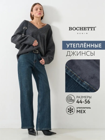 Джинсы широкие и расклешенные BOCHETTI темно-синий