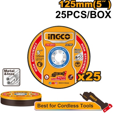 Диск отрезной по металлу 125x22х1 мм, INGCO MCD1012525