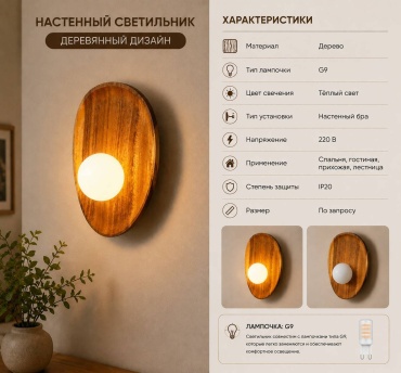 Бра настенный RRR Brand G9, коричневый