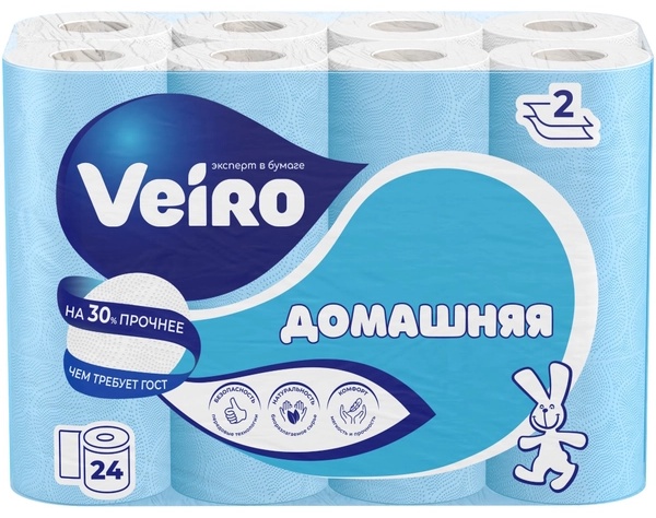 Veiro туалетная бумага 2-слойный 24 шт, первичная целлюлоза
