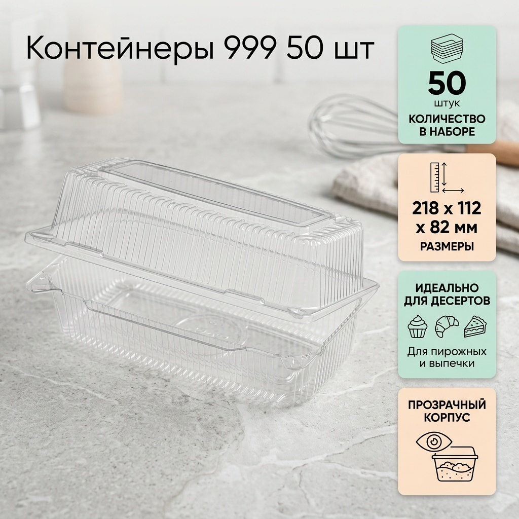 Контейнер 999 прозрачный 50 шт