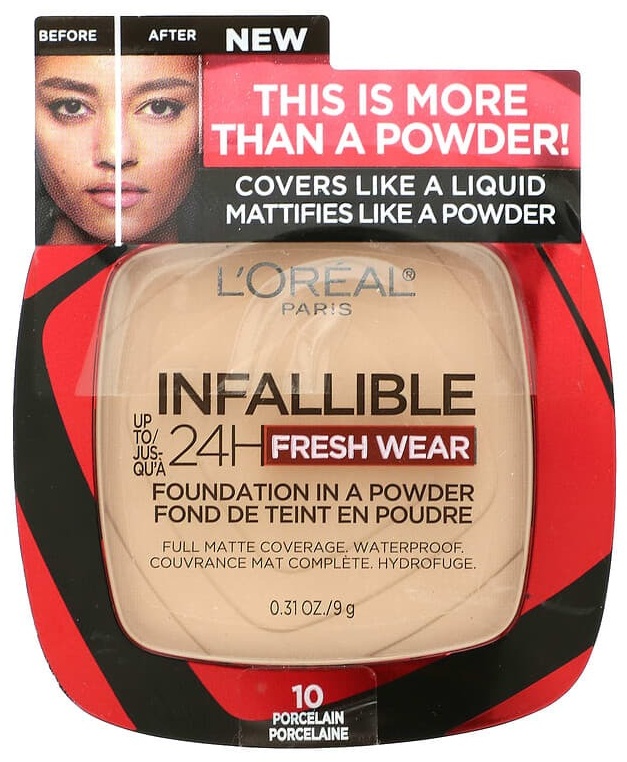 Пудра Loreal Paris Infaillible 24H Fresh Wear сухая 10 Porcelain светло-бежевый