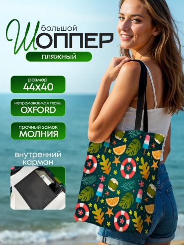 Сумка шоппер SoBag текстиль зеленый