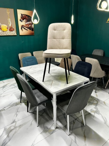 Комплект ZereHome 128675164, стол 140х80 см + 6 стульев, серый