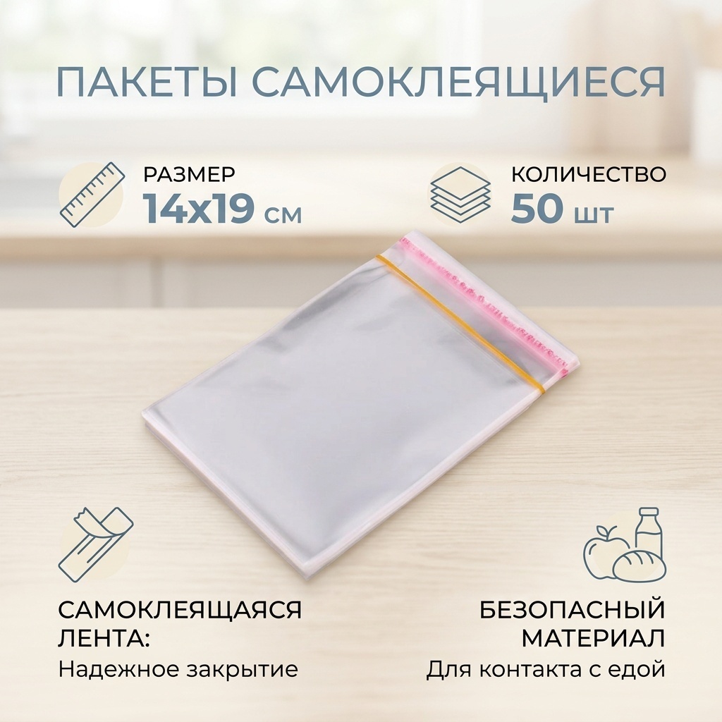Пакеты самоклейки 13921002-09, 14x19, 50 шт