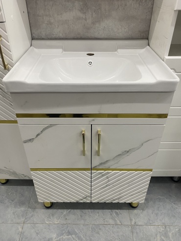 Тумба с раковиной 30369274_Елка Золото 70 см, 70x85x48 см, белый