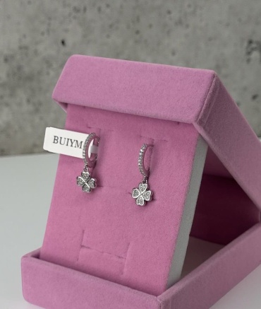 Серьги BUIYM “ Clover” вес 3.8 г серебро, цирконий