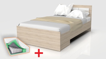 Кровать Кресло.kz Eco D Box Comfort полутораспальная, 120x200 см (с матрасом, подъёмный механизм) светло-коричневый