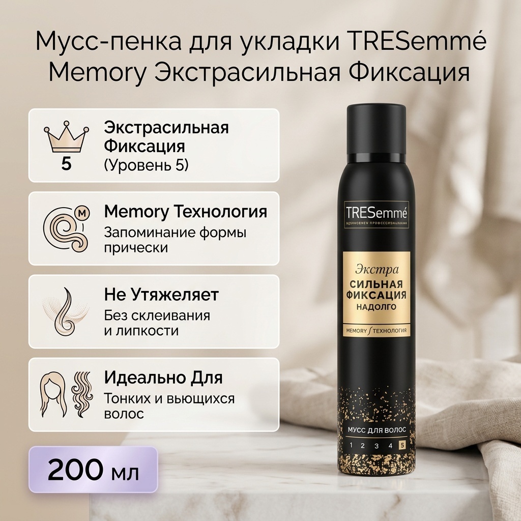 ТРЕСемме Memory мусс экстрасильная фиксация 200 мл