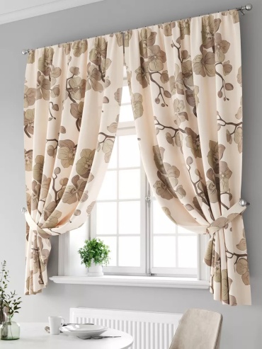 Занавеска I-linen 150x180 см 2 шт, габардин, бежевый, коричневый, шоколадный