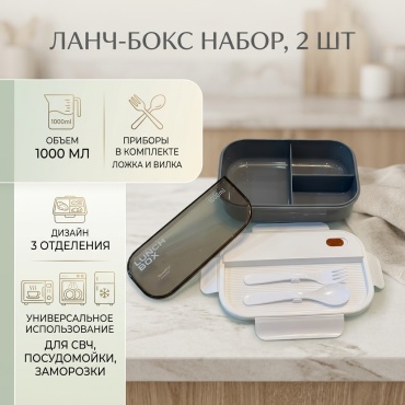 Ланч-бокс 30374131_671565331 2 шт, пластик, ABS-пластик