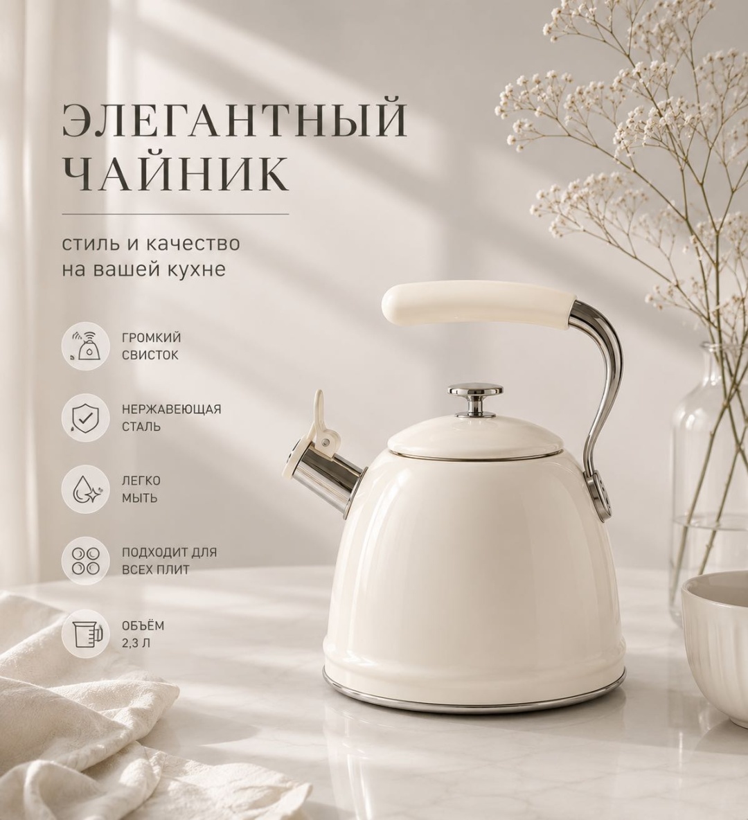Чайник 30411906_425167395 2 л, нержавеющая сталь