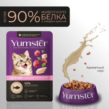 Yumster Супер-премиум кусочки в соусе рыба 85 г 1 шт