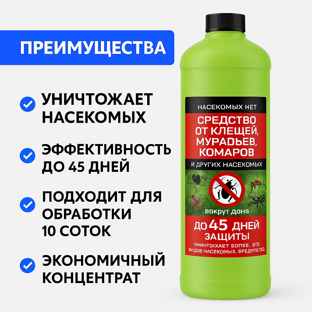 Жидкость Средство от клещей, муравьев, комаров и других насекомых 1000 мл