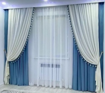 Комплект Monika 600x280 см 5 шт, сетка, велюр, синий, белый