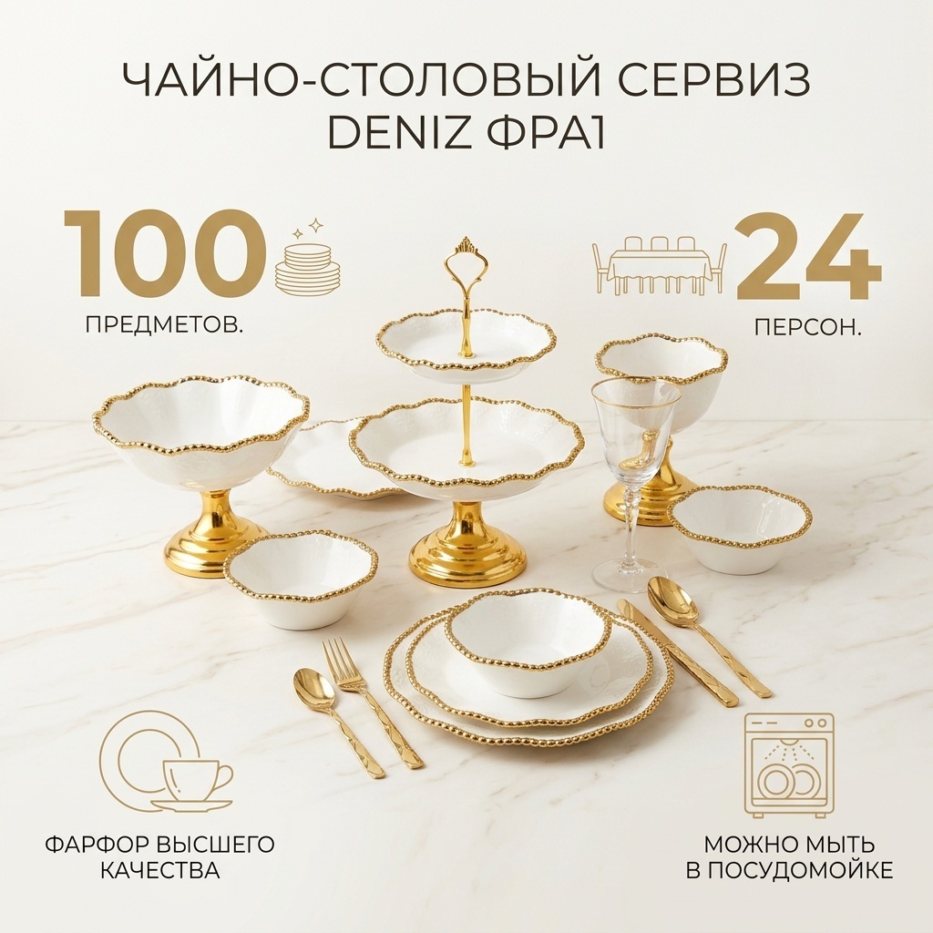 Сервиз чайно-столовый Deniz ФРА1 100 в 1