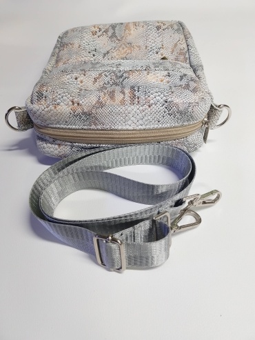 Барсетка натуральная кожа серебристый