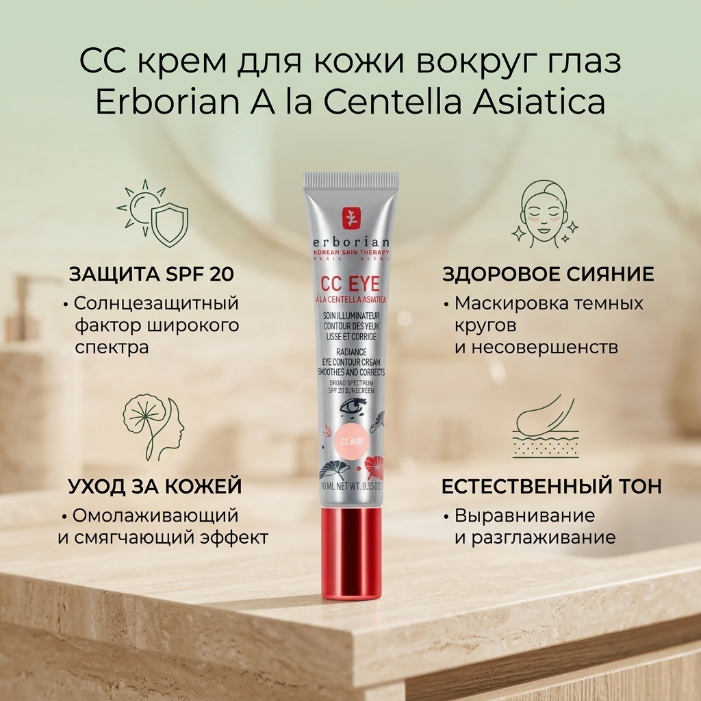 Erborian A la Centella Asiatica Eye SPF20 СС крем clair 10 мл