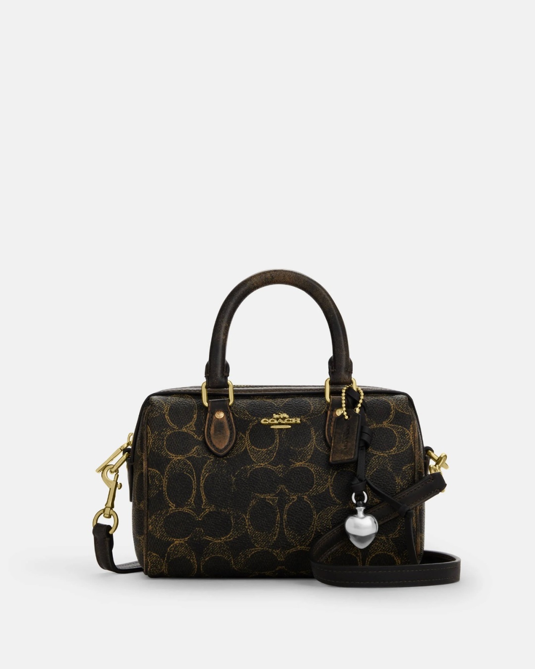 Мини-сумка Coach натуральная кожа коричневый