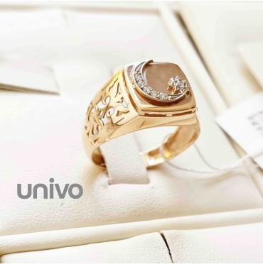 Печатка UNIVO 18.5/585/3.6 размер 18.5 вес 3.6 г золото, фианит