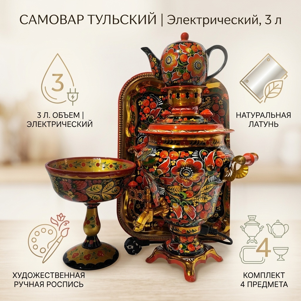 Тульский Самовар самовар 7410-2840-0085 3 л, латунь