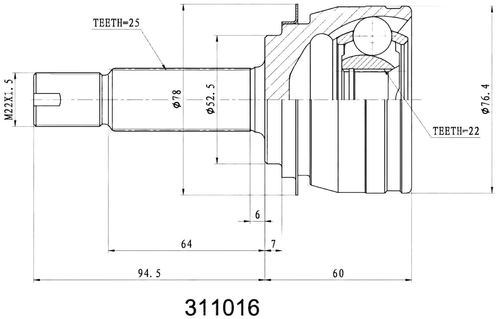 INKO шрус наружный 311016