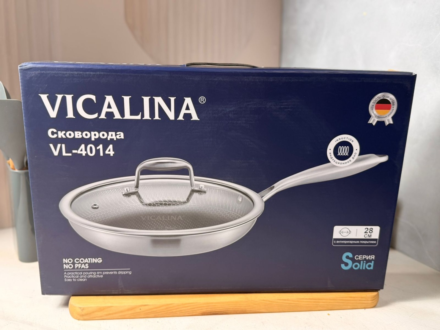 Сковорода Vicalina 28 см с антипригарным покрытием, нержавеющая сталь